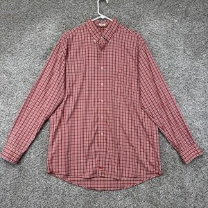Onward Reserve Shirt Men's Large Red Plaid Performance Classic Button‎ Up Nylon